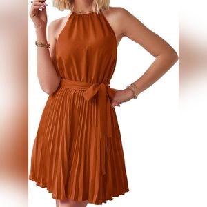 WomenCasual Halter Neck A-Line Dress Sleeveless